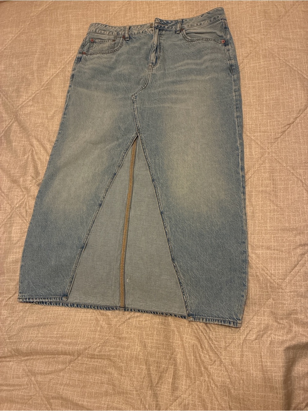 Blue Denim Midi Skirt